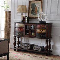 New Chinese Wall porch table European porch table living room long platform corridor copywriter American village solid wood porch