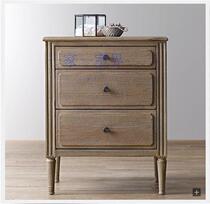 Retro American solid wood carving bedside cabinet French modern solid wood nightstand short cabinet youth furniture customization