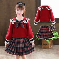 Girls sweater autumn 2021 new spring and autumn foreign-style childrens knitwear childrens clothes in the big childrens pullover thread clothes autumn