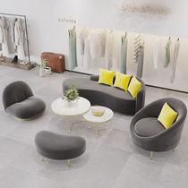 Nordic Minimalist Sofa Online Red Clothing Shop Business Office Meeting Reception Light Lavish Meniscus Arc Sofa Combo