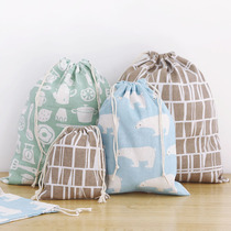 Cotton linen drawstring pocket cloth bag canvas cosmetics bag underwear socks sundries storage bag dust bag
