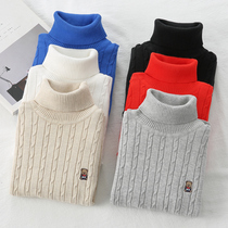 Childrens sweater boys turtleneck pullover qiu dong kuan Korean version of the Western style base shirt zhong da tong black and white mian xian yi-music of the tide