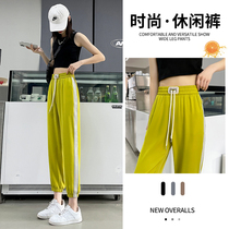 Ice wire speed dry sweater female summer thin high waist vertical loose and leisure slim beam pants