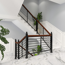 Simple Iron Art Solid Wood Stairway Armrest Customised Modern Home Veranda Floating Window Balcony Anti-Barrier Loft Enclosure Fence