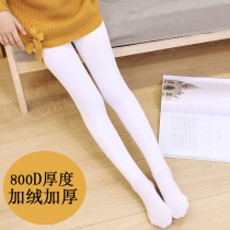 Childrens tights girls  autumn and winter pantyhose with spring leggings plus velvet thickening practice medium thick dancing white silk