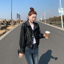 Leather jacket women short 2021 New loose thin women casual locomotive wind small leather jacket