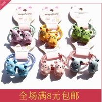 A pair of Korean version of bamboo thread head rope tie hair Cute cartoon Chinchilla rubber band hair rope small leather hair ring