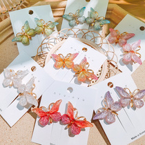 Water drilling butterfly knot hair clip edge clip teenage girl mesh red-lined fan Hairpin Hairpin Head Accessories 2020 new clips