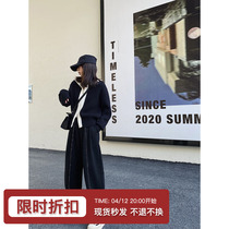 Small Read Custom Black Wide Leg Straight Cylinder Loose Casual Pants Woman 2021 Winter Plus Suede Thickened Display Slim Tracksuit Pants