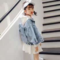 Girls denim clothes 2021 new Korean version of the tide spring clothes big childrens foreign style spring childrens clothing fashionable jacket childrens jacket