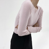 QINGLING winter new cashmere repair slim and round collar sweater three colors with long sleeve blouse