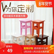 Solid wood stool Dining stool Household dining table stool Dining stool Dining chair Simple wooden stool High reinforced bench square stool