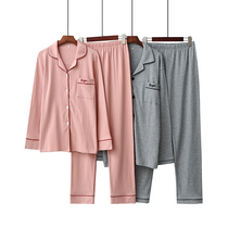 Pajamas Pure Cotton Lady Autumn Lovers Full Cotton Cardiovert Pants Longpants Long Sleeves Mens Home Conserved Spring Autumn Suits