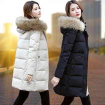 Light and thin down clothes Women in the middle of winter 2022 New high-end brands big fur collar 90 white duck suede jacket winter