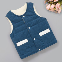 Pocket waistcoat inside and outside wearing autumn and winter children waistcoat lamb suede thickened casual male and female baby coral suede vest