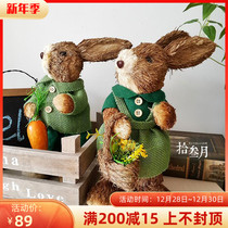 2021 new wedding forest theme props rabbit straw rabbit couple supplies simulation animal ornaments