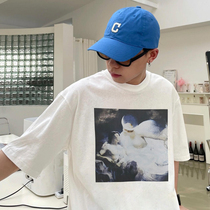 Revenge paradise oil painting Vintage short sleeve FOG high street beauty tide cotton men and women angel T-shirt summer trend