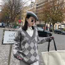 Japan Thom Brown 19 autumn winter TB gray diamond loose sweater college style knitted coat