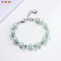 Shitouji green Tangling jade bracelet female crystal agate hand string to send friends to send girlfriend gifts