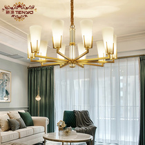 American full copper chandelier living room lamp modern simple European Crystal bedroom copper lamp simple beauty style postmodern lamps