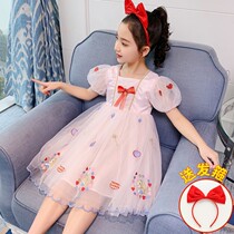 Next win snow princess dress girl dress 2021 summer new childrens mesh gauze puff dress performance skirt