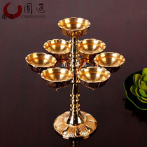 Yuantong Buddha supplies seven star Lotus copper lamp stand butter lamp base pure copper candle holder Buddha front Buddha lamp promotion