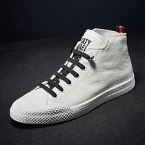 Shoes men 2019 new white shoes Europe and the United States trend high-top mens shoes breathable British leather casual shoes tide shoes men