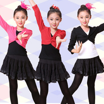 Bandexo Flute Children Latin Dance Suit Spring Summer Long Sleeve Adult Practice Costume Ballet Performance Suit Shawl