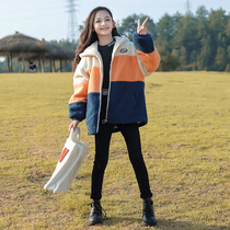 Girls autumn and winter coat 2022 new medium and big childrens net red foreign style autumn clothes plus velvet thick lamb fleece sweater tide