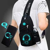 Mens chest bag shoulder crossbody bag summer Korean version of male soil youth leisure carry chest canvas small backpack