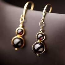 Phoenix Nirvana earrings female retro fashion temperament long garnet crystal national style DIY stud earrings jewelry