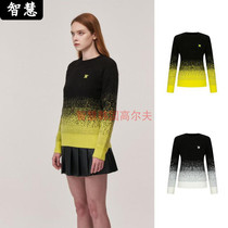 South Korea ANEW golf suit blouse 21 autumn golf womens round collar gradient color sleeve head warm knit cardigans
