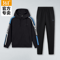 361 Sports Suit Men 2022 Fall new Lianhood cardiovert jacket knitted straight cylinder long pants men running suit