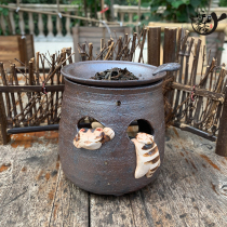 Japanese original imported often smooth burning tea incense burner household indoor soothing incense burner ceramic climbing cat small incense burner