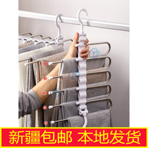 Xinjiang multifunctional trouser rack household multi-layer pants storage artifact telescopic folding magic hanger pants