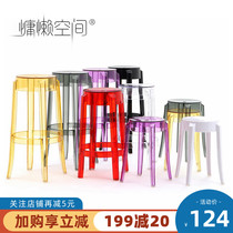 Nordic transparent acrylic chair bar stool Crystal high stool Fashion round stool Modern simple plastic bar chair