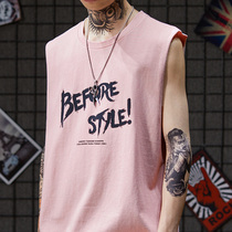 Sleeveless T-shirt mens cotton ins net red summer student couple dress show pink vest tide brand loose undershirt shoulder
