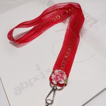 Mobile phone hanging rope New Years neck wire hanging pendant Apple vivo oppo wide band general lace flower anti-loss rope hanging rope brand