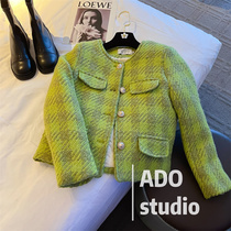 Green Xiaoxiang Style Sub-down jacket Women 2022 Chunqiu The new name Yuanyuan Temperament Round Collar The subshort jacket