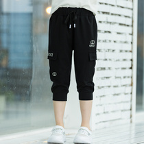 Childrens Wear Girls Leisure Capri pants 2020 Summer Thin Medium Childrens Pants Childrens Sweatpants Summer Five-point Pants