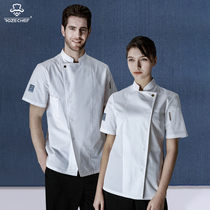 RozeChef chefs clothing short sleeve summer thin breathable Hotel hotel large size kitchen work clothes mens custom women