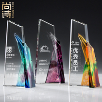 2020 new glass crystal trophy custom custom creative medals annual souvenir trophy trophy lettering production