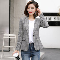 Plaid small suit fashion casual professional women long sleeve OL suit dress female office teacher work clothes