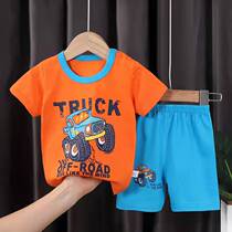Discount Flush Barra Bala Boy Among Boys Summer Suit 2022 Thin Children Pure Cotton Short Sleeve Suit Tide