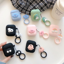 Ring Korean style cartoon airpods protective cover 1 2 generation creative Apple wireless Bluetooth silicone headset cover drop-proof