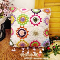 Handmade crochet flower pure cotton thread hollow lace pastoral countryside cute forest color flower cushion pillow