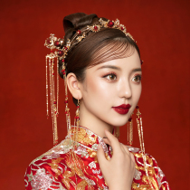 2021 new style Xiuhe headdress bride Chinese style atmospheric phoenix crown wedding tassel straggling costume Xiuhe clothing hair accessories female