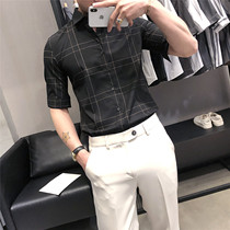 Plaid Shirt Man Short Sleeve Summer Thin Korean version trendy 2021 new 50% sleeves Bronzed Men Lining