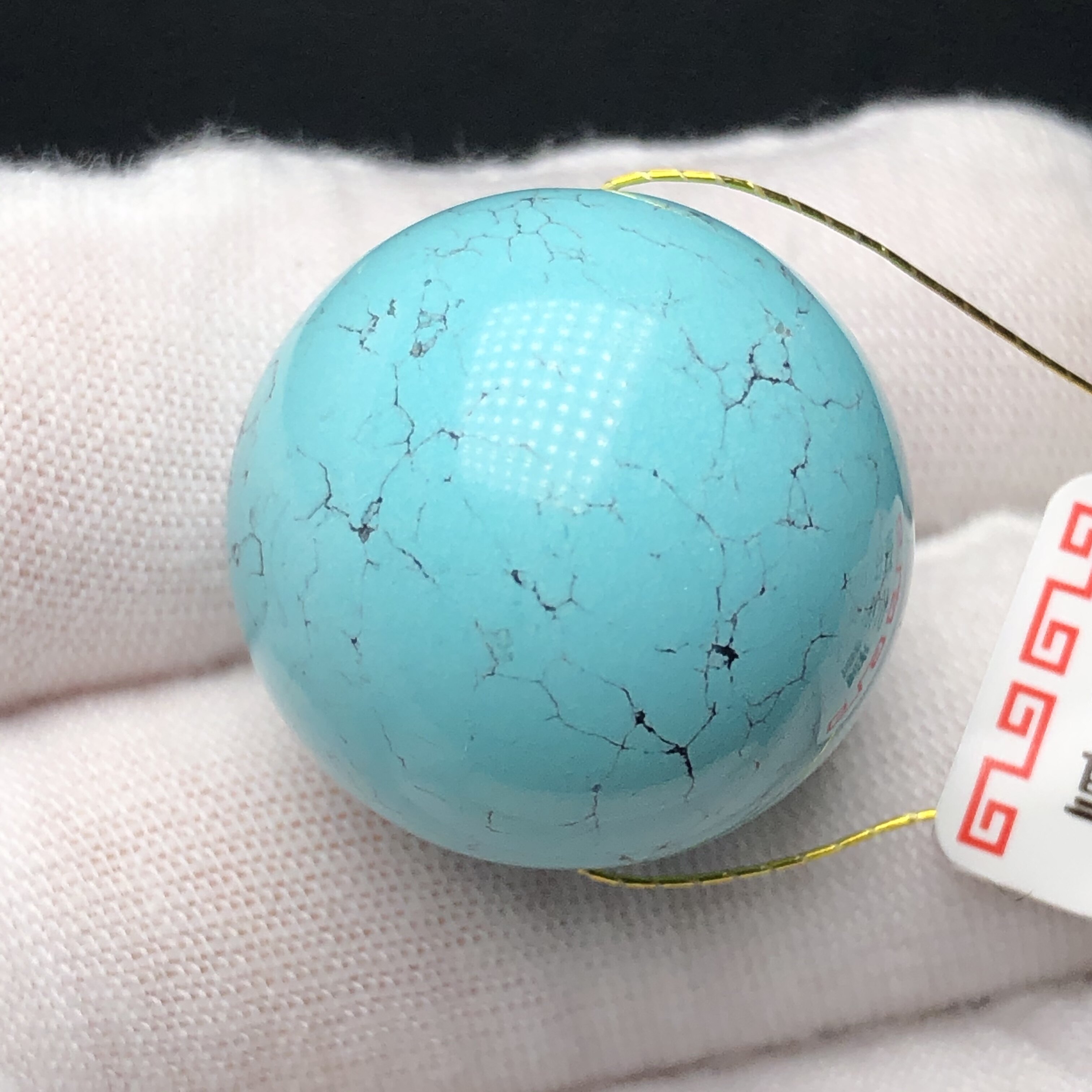 Boutique high porcelain green pine stone large round pearl 23 3mm loose bead single bead matching bead