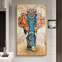 Elephant entry entrance porch decorative painting vertical aisle at the end of the corridor hanging painting light luxury modern simple wall mural